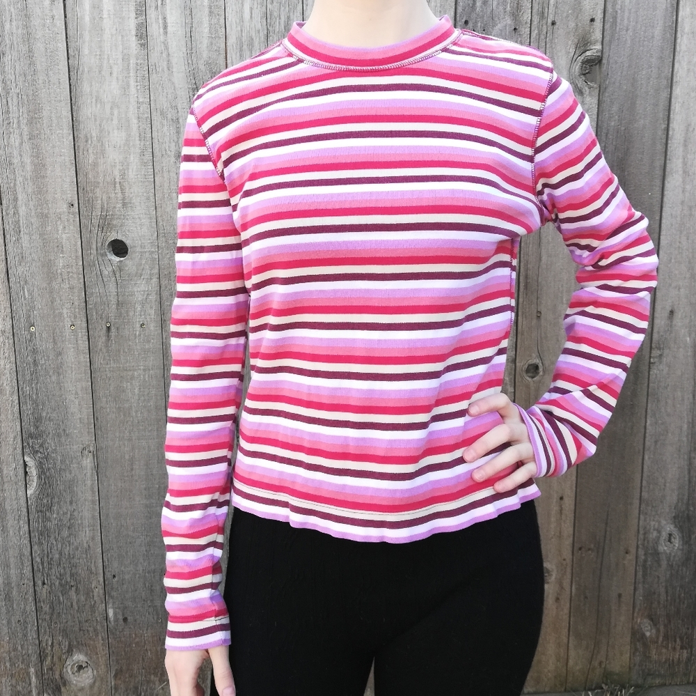 Striped Mock Neck Long sleeve Shirt Old Navy